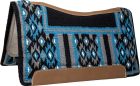 Mustang Black/Turquoise Contoured Blanket Top Saddle Pad with Wool Bottom