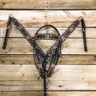 1D Hand Tooled Collection Floral White Buckstitch Headstall and Breastcollar Set