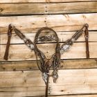 1D Saddlery Floral Tooled Cowhide Headstall and Breastcollar Set