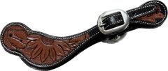 Hand Tooled Two Toned Sunflower Stamped Spur Straps-Ladies